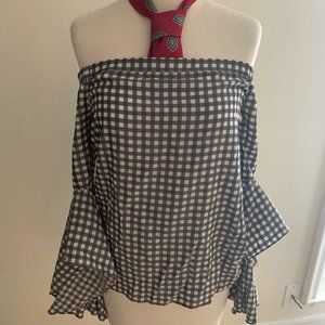 Express off the shoulder gingham top - XS NWT